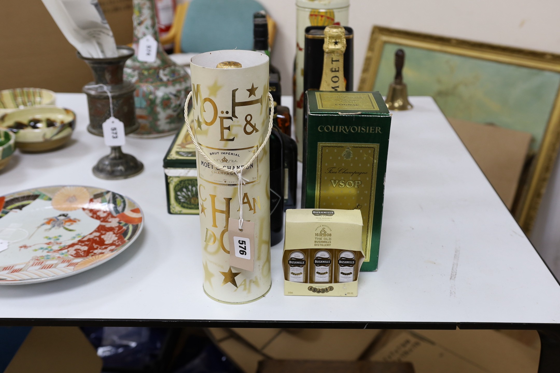 A selection of champagne and spirits, 14 bottles